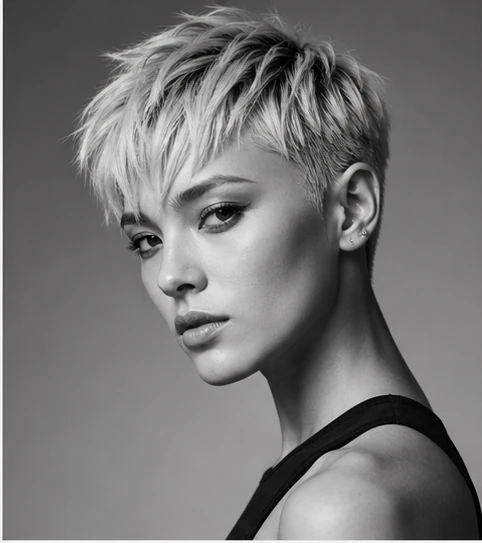 Malaysian Chinese woman with short pixie haircut example