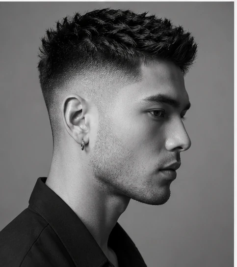Malaysian Chinese man with textured fade haircut example